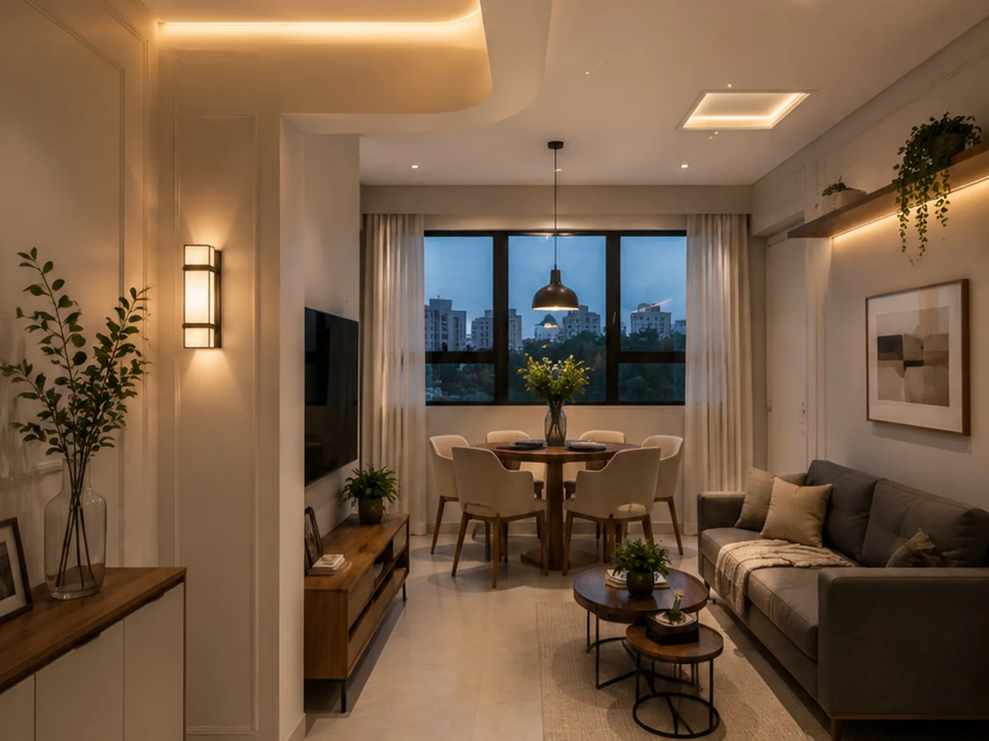 Sala residencial com paredes e teto pintados pela GESUL